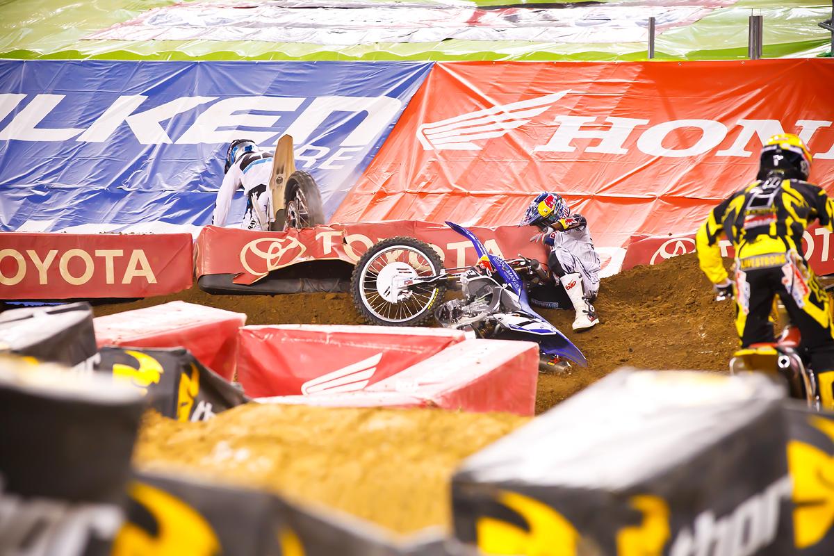 Things got testy between Stewart and Reed again in Dallas, as Stewart crashed into his rival in the whoops. That led to disappointing finishes for both. (Cudby photo)
