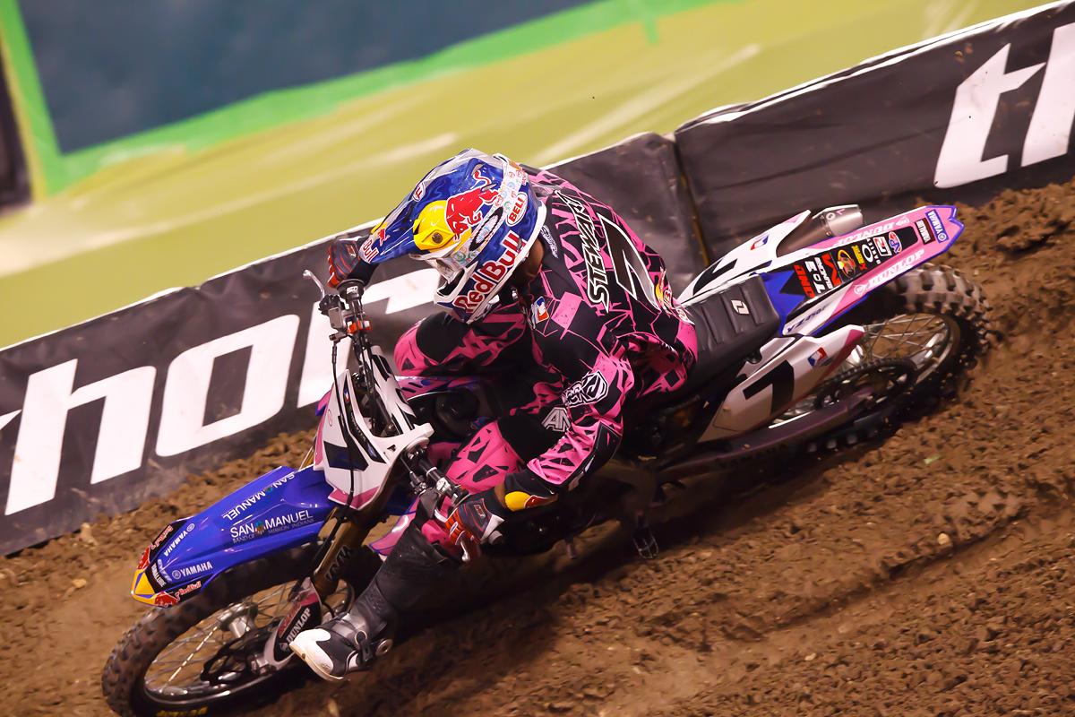 Stewart would make it back-to-back wins at Anaheim 2. This was a special night for Stewart, where he pulled a bunch of big quad jumps and basically rode away from the field. (Cudby photo)
