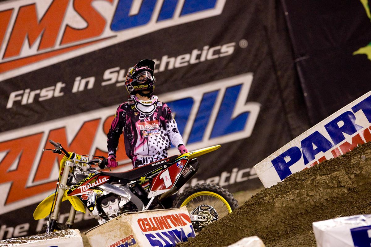 The 2010 Monster Energy Supercross Champion, Ryan Dungey, would derail a chain at A2. This would cost Dungey a massive amount of points, leaving him to play catch up the rest of the season. (The Medium Group photo)