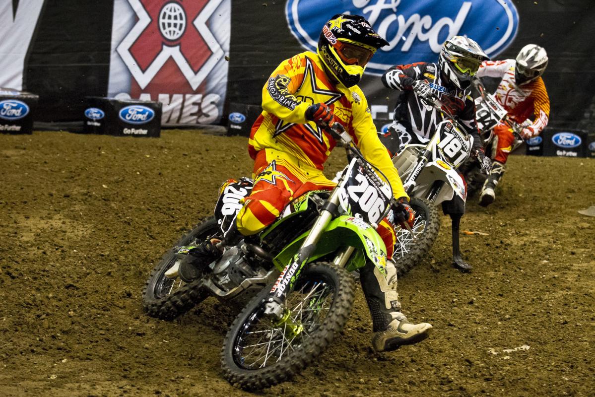 Todd Thompson leads Ridgeway during the finals to secure the silver medal in the Adaptive division of Moto X racing.