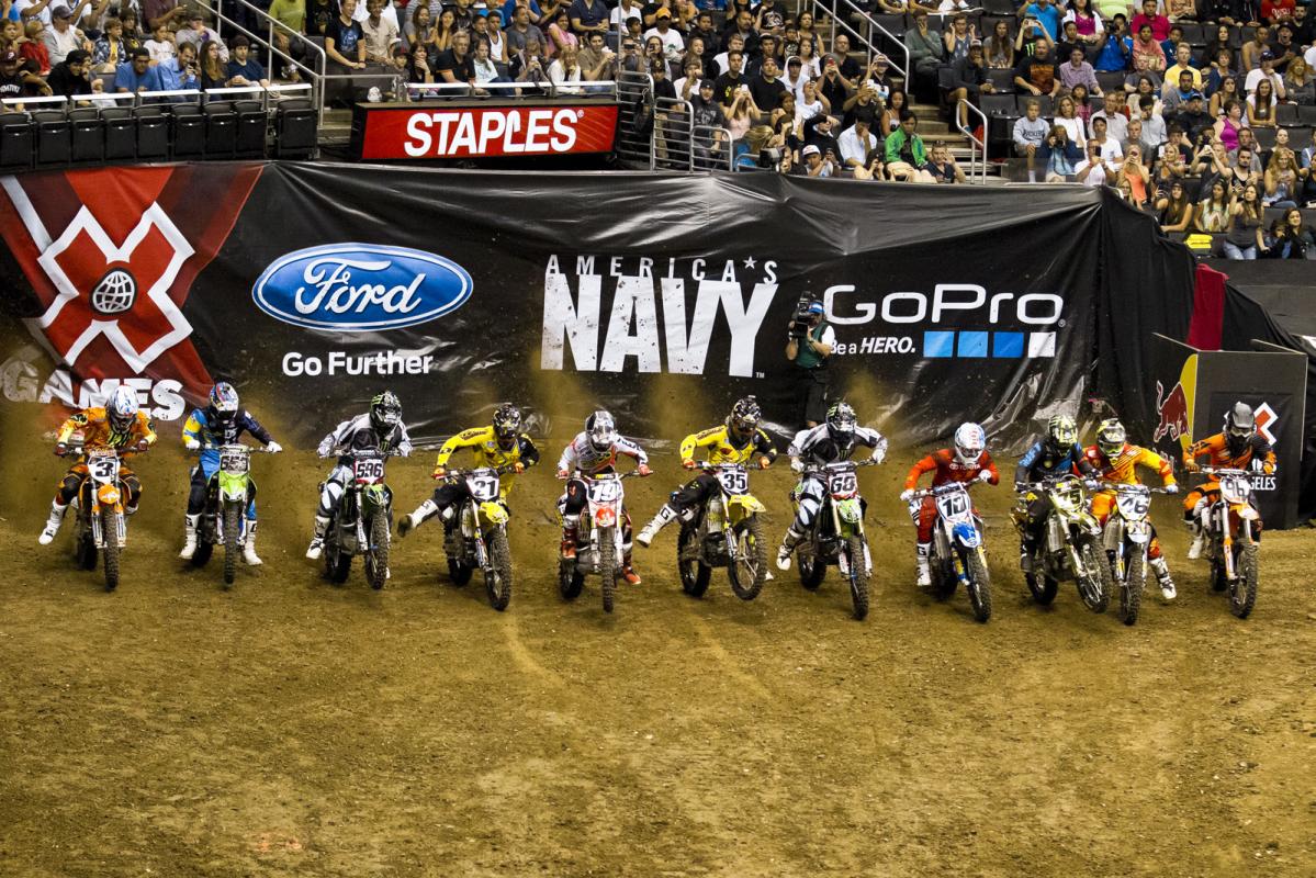 The first Men’s heat race takes off from the gate and heads down what could quite possibly be the world’s smallest start stretch…