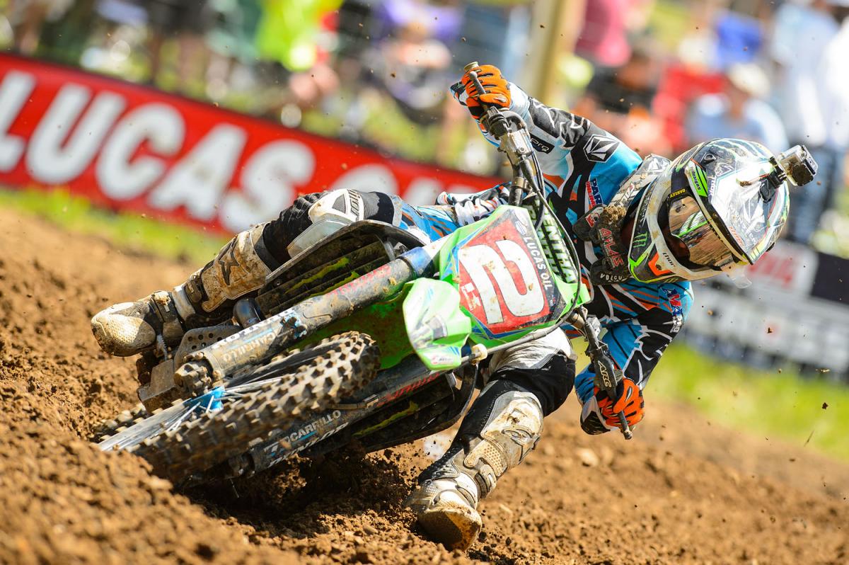 The champ coming at you. This has become the most intimidating sight in motocross.

