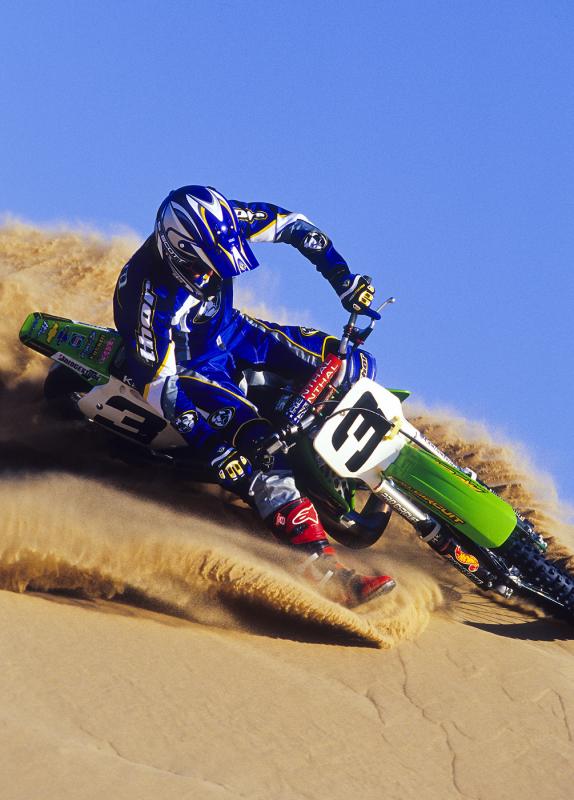 Brown can seemingly do it all, but the two-stroke was his best weapon. Imagine what this sucker sounded like out in the sand dunes!