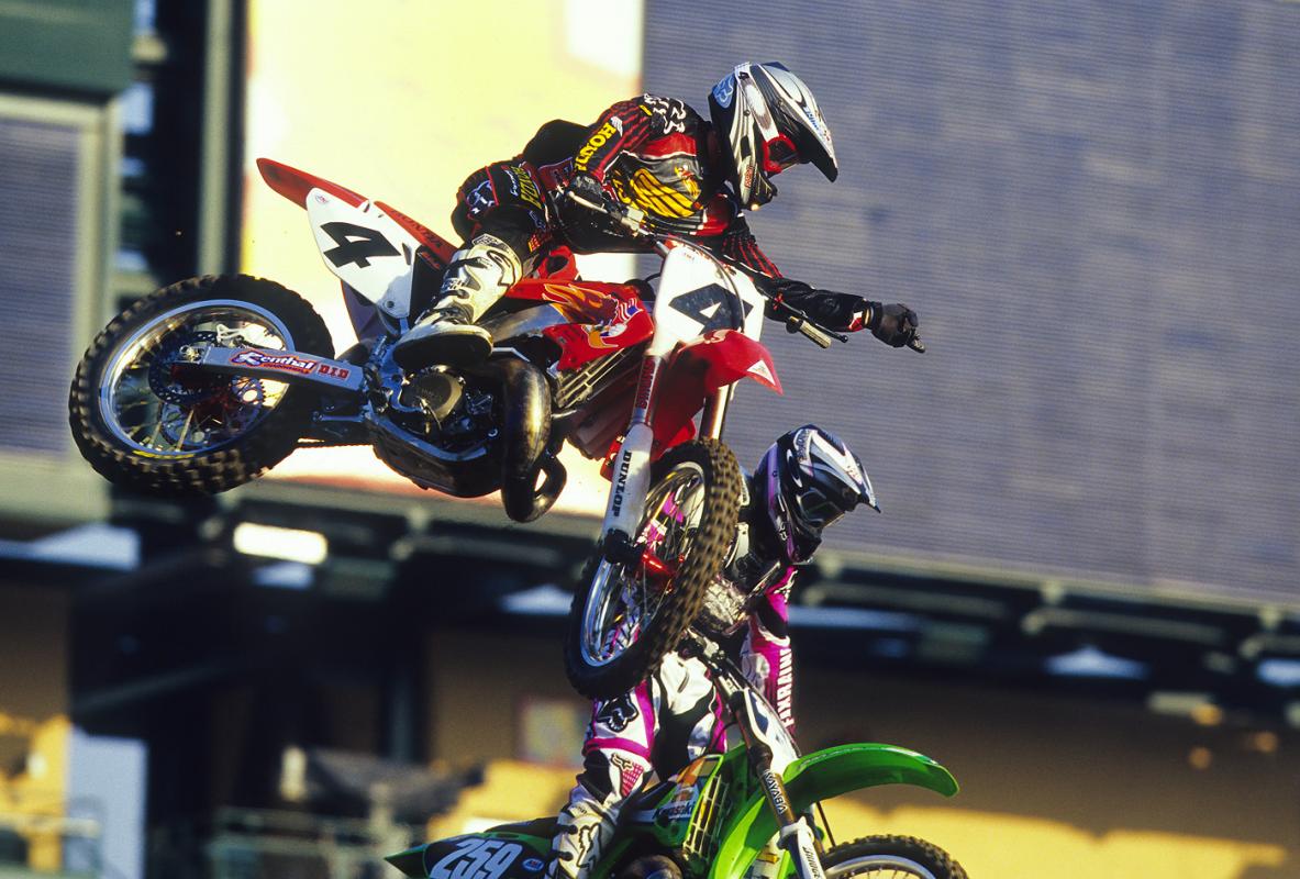A rare PR shot with Ricky Carmichael and James Stewart together in 2002.