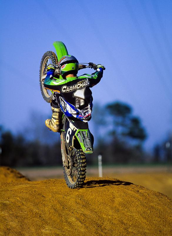 Carmichael shows off after another hard day of practice. You know that dude burned through some pre mix!