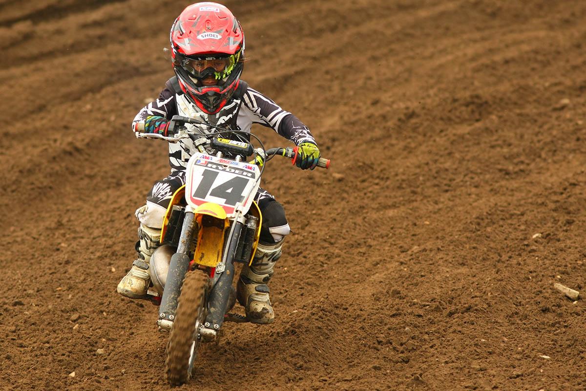 The Cooper family of Cold Spring Harbor, NY, might be the next big motocross family. Brothers Ryder, Reed and Justin won four classes at the KROC. Ryder (pictured) won the 50cc 4-6 Stock class on Saturday. 
