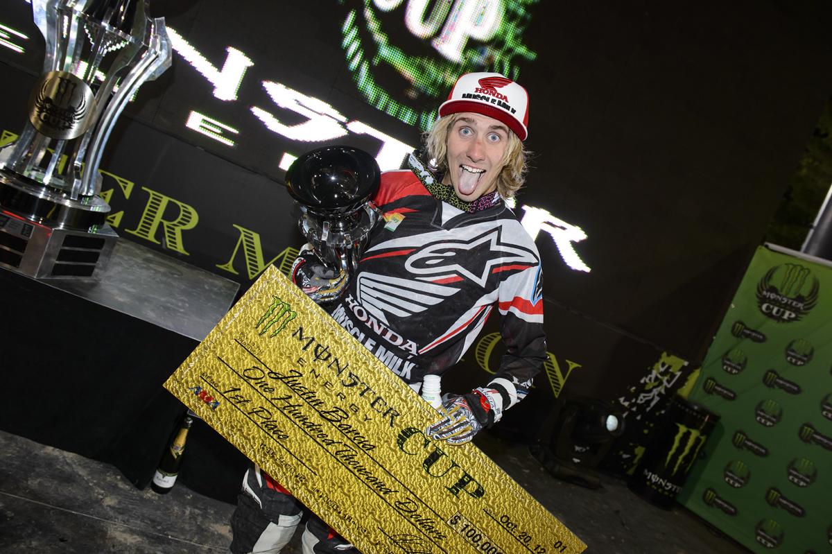 Barcia celebrates his victory. It wasn't the Monster Million, but it wasn't chump change!
