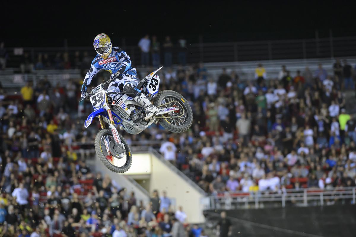 Josh Grant is his first race back with JGR Yamaha. He scored a holeshot in a race and showed some speed.