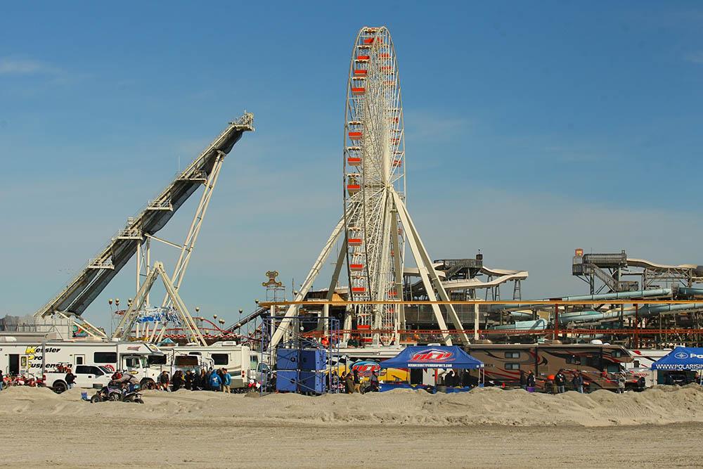 The track for the Brawl on the Beach is unique. It is only used for the weekend then reclaimed by nature as part of the beach. It is located between two piers of amusement rides and just yards from the Atlantic Ocean. / Scott Lukaitis photo