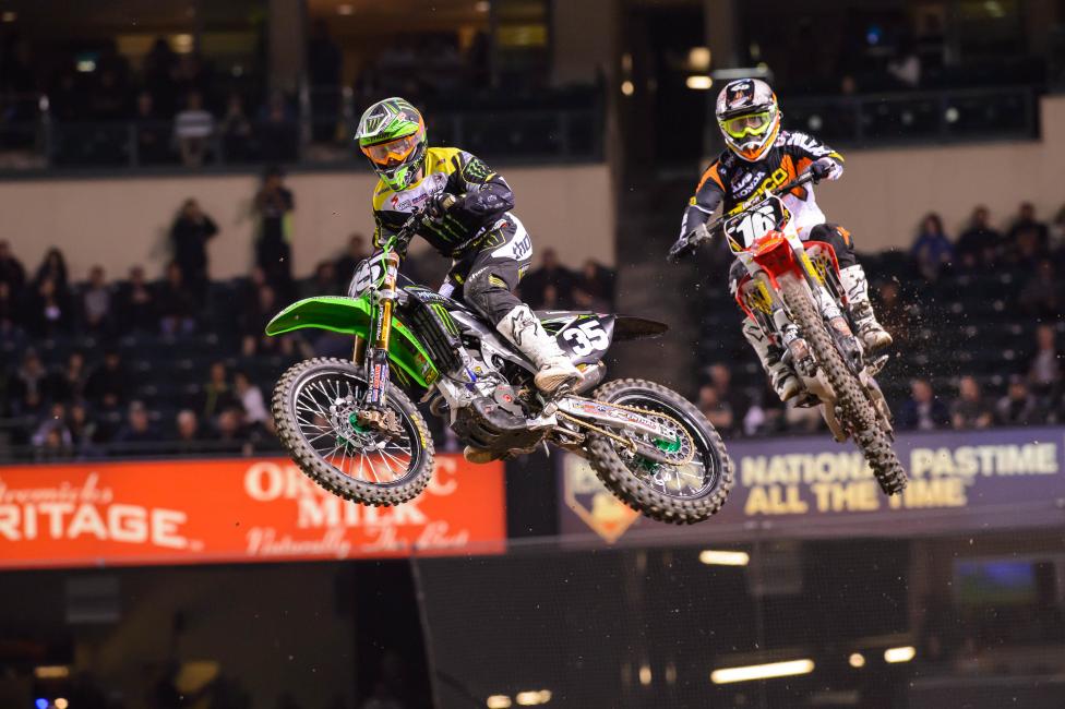 Justin Hill (35) made his way to fifth after finishing the first lap in nineteenth.