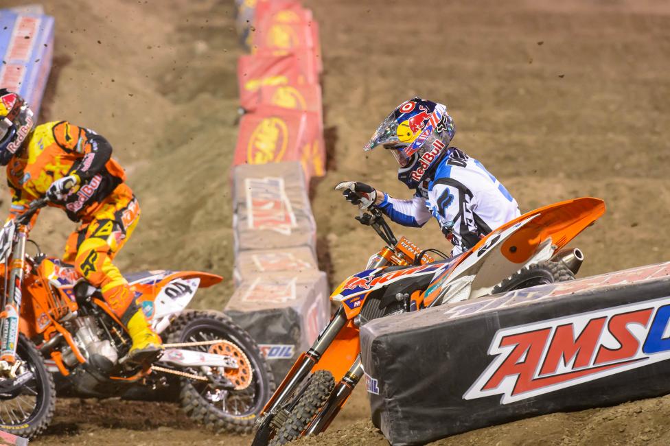 Ryan Dungey crashed while leading, ending his hopes of winning A2. 