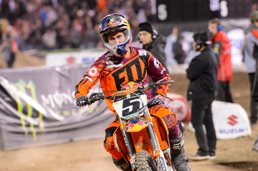 A crash in the whoops led to a DNF for Dungey. 