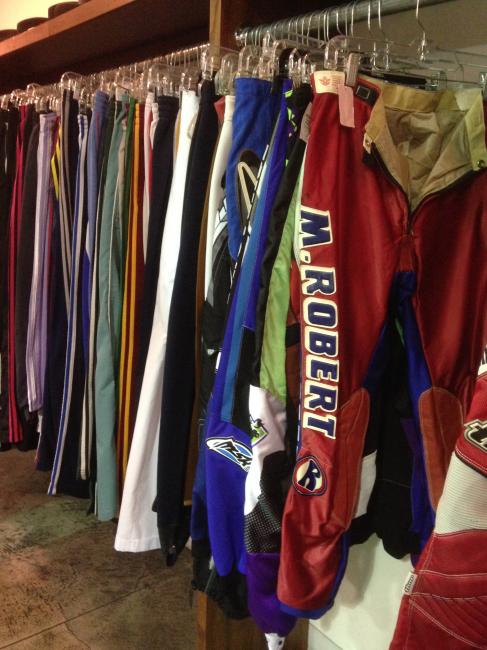 Only in a Hollywood thrift store will you find M. Robert leathers on the “slacks” rack. 