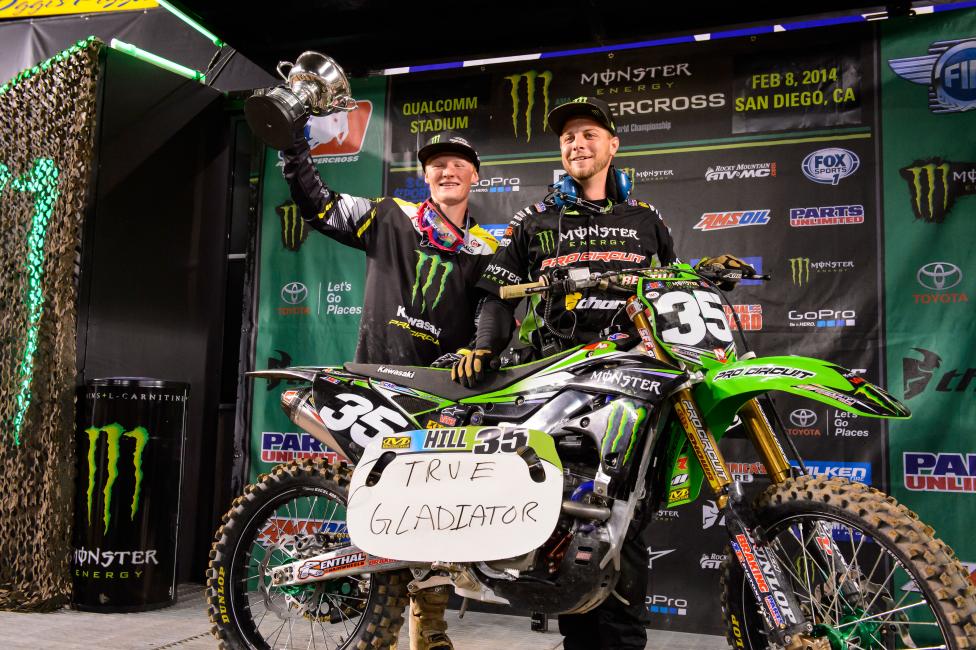 All smiles for Hill on the podium. 