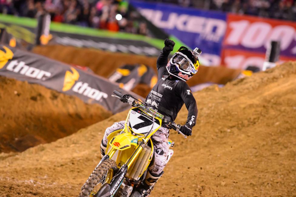James Stewart celebrates his first win of 2014. 