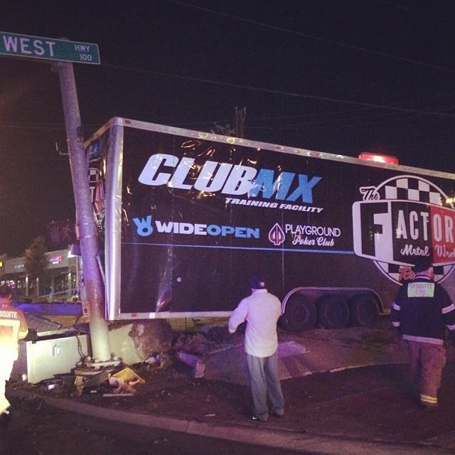 The Factory Metal Works/Club MX trailer following the accident.   