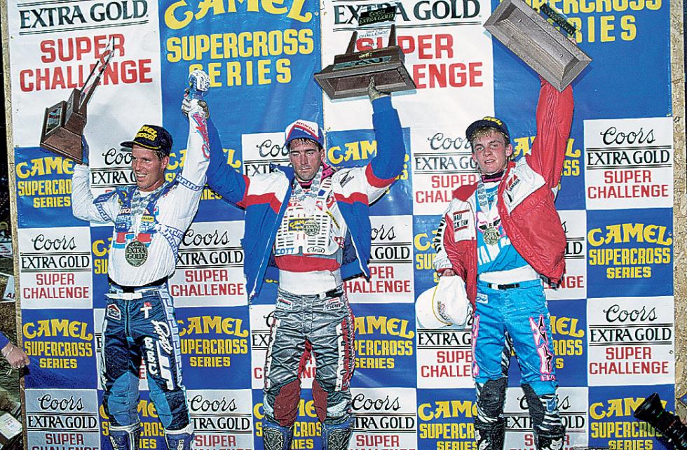 Damon Bradshaw on the podium of his first premier class supercross. 