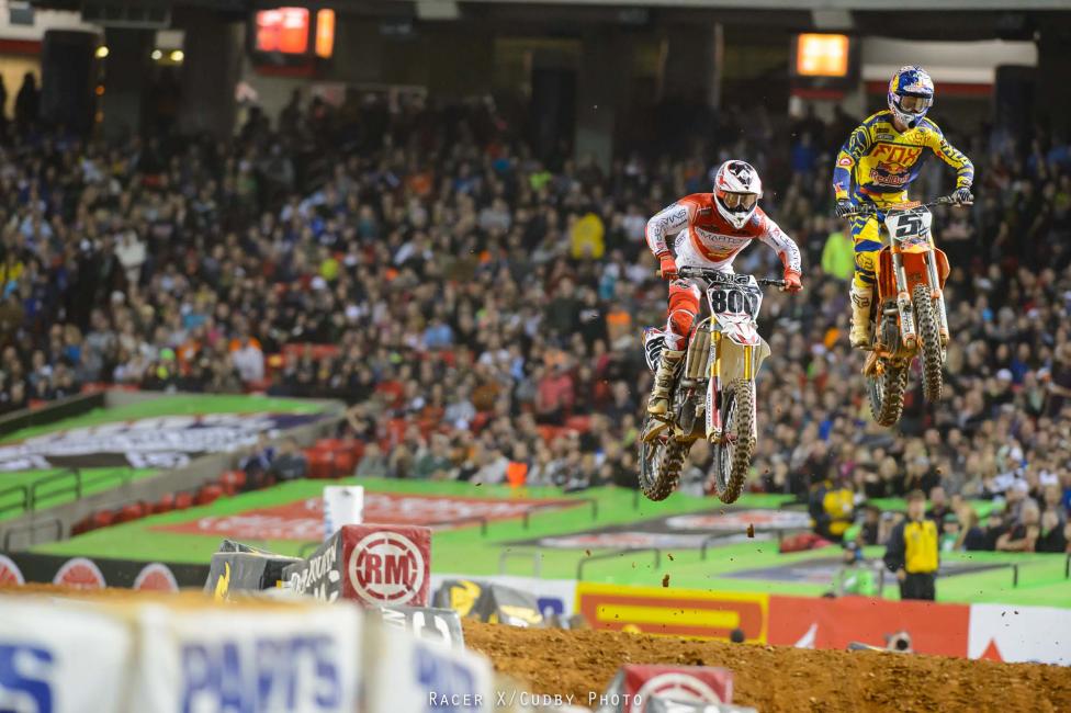 Villopoto, Roczen and Dungey made a charge and caught up to Alessi and each rider passed him at some point in the same lap.