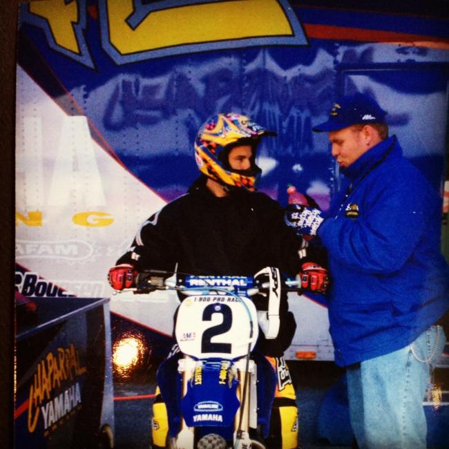 Barnhart and McGrath under the Chaparral Yamaha tent. 