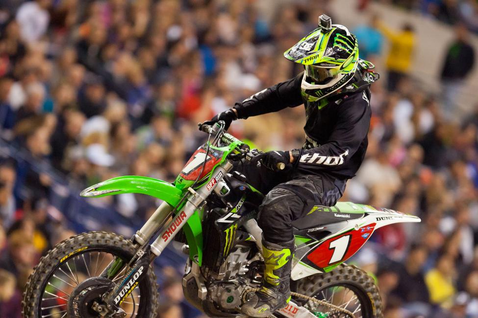 Points leader Ryan Villopoto was taking a different approach, picking off riders left and right, eventually working his way up to fourth, salvaging a ton of points on a tough night.