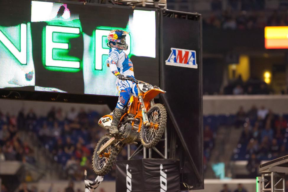 Ryan Dungey celebrates his first win of the season.