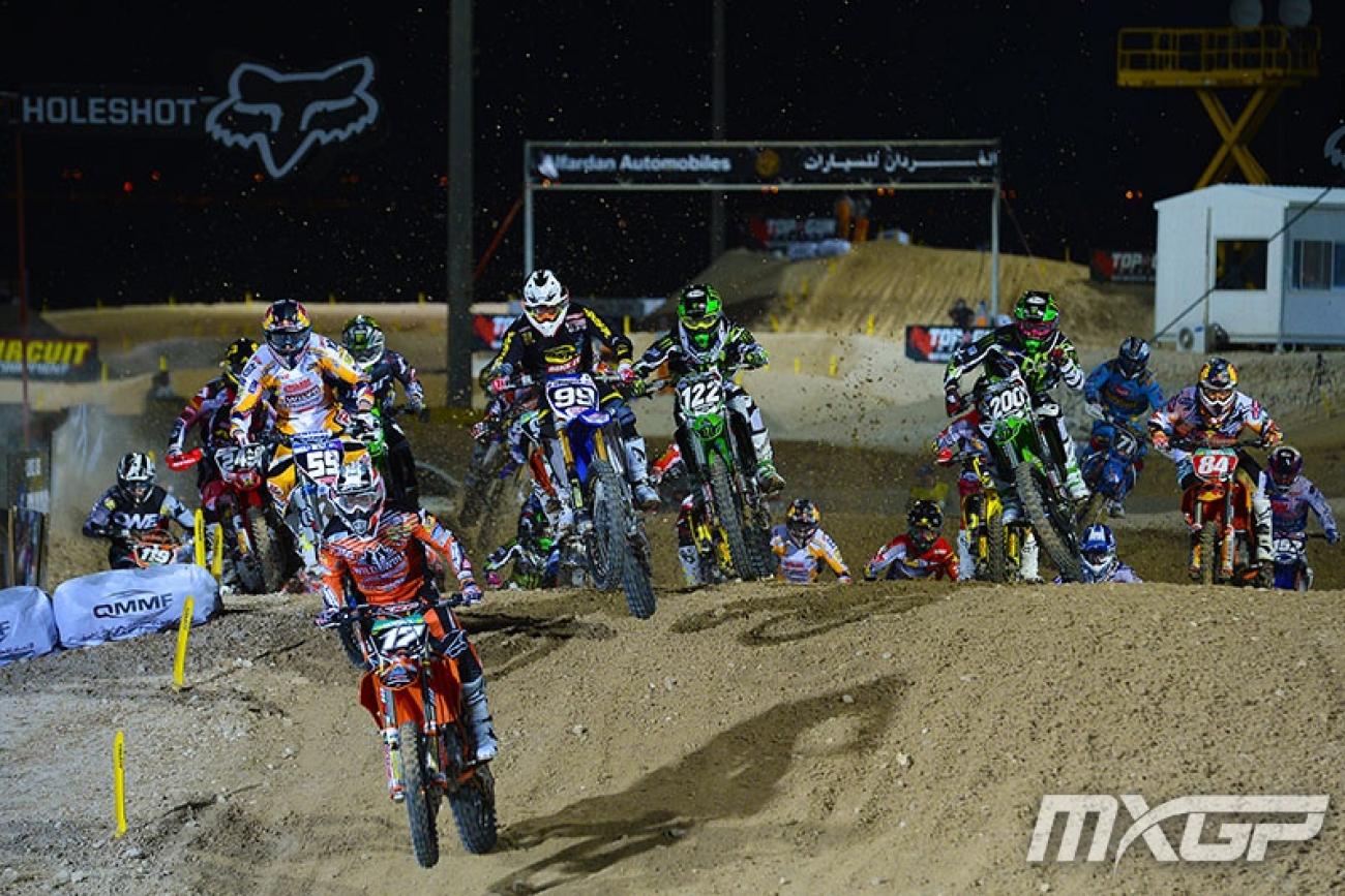 MX2 blasts off. Jose Butron has the early lead, but Dylan Ferrandis (122) was on the gas.