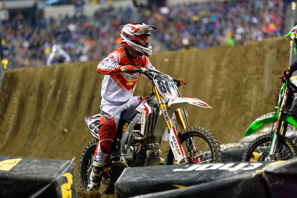 ... A late crash knocked him out of contention.  