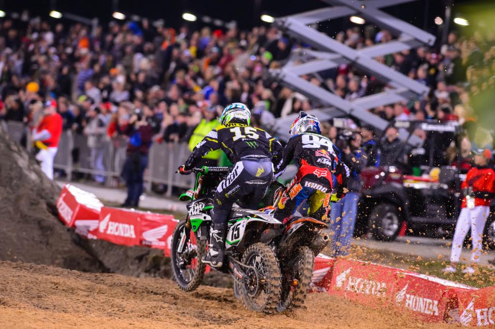 Wilson was able to hold off Ken Roczen (94) and Ryan Dungey for a majority of the main. 