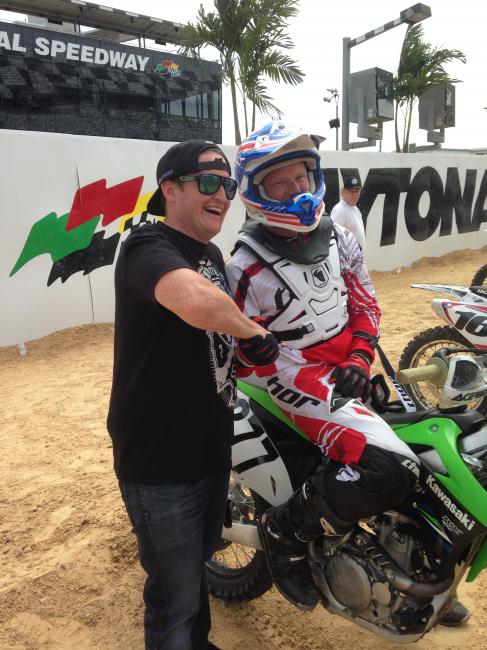 RC hanging with a fan at RCSX. 