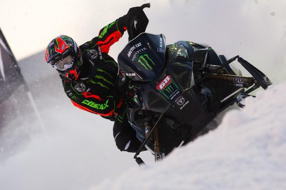Tucker Hibbert puts his excellent dirt bike skills to use this weekend at Lake Geneva’s Amsoil Snocross. 