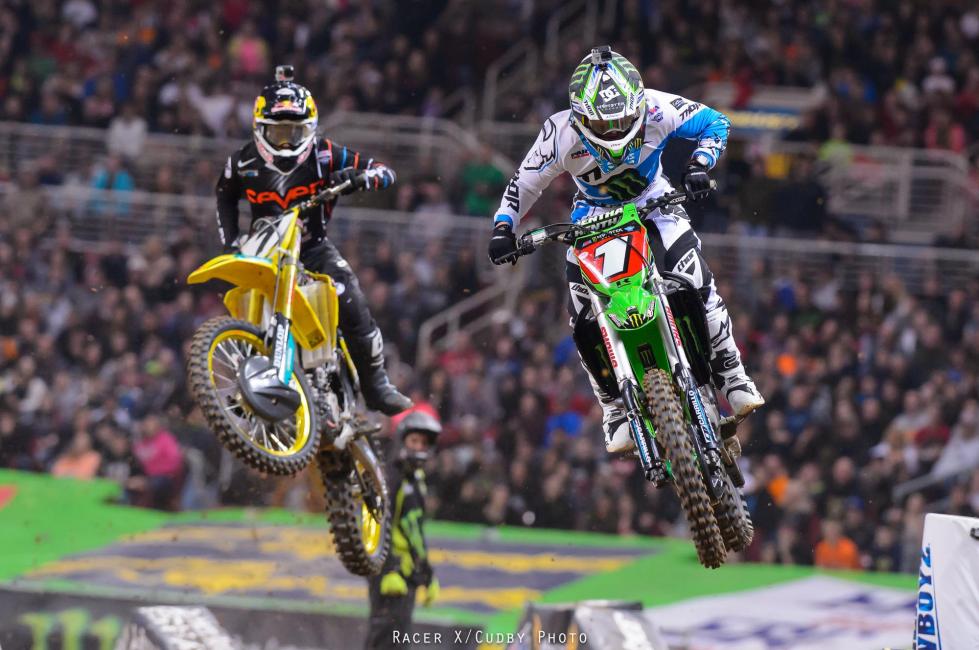 Stewart wasn't able to make any moves on Villopoto in the heat, but the main was an entirely different story.Photo: Cudby