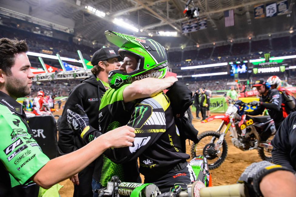 Davalos and the team celebrate his second win of the season. 