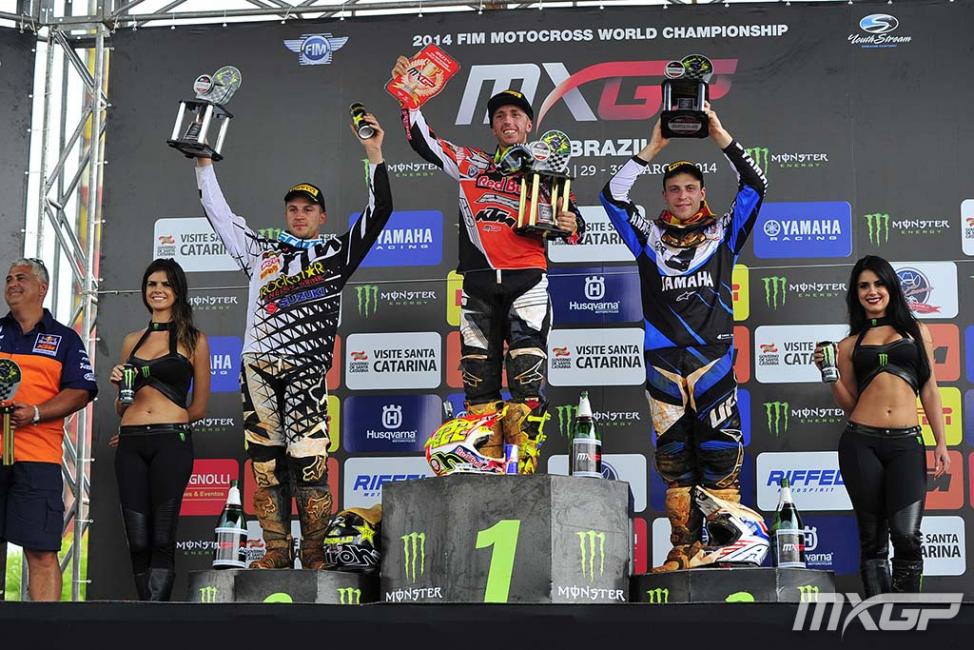 Desalle (left) and Van Horebeek would round out the MXGP podium. 