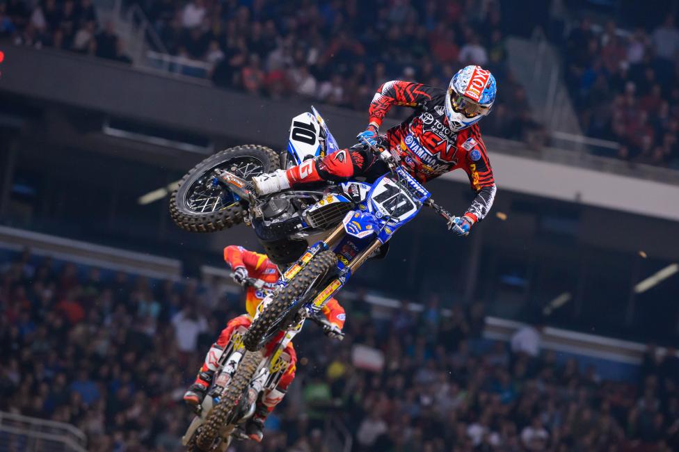 Justin Brayton won his heat race, with a broken foot! 