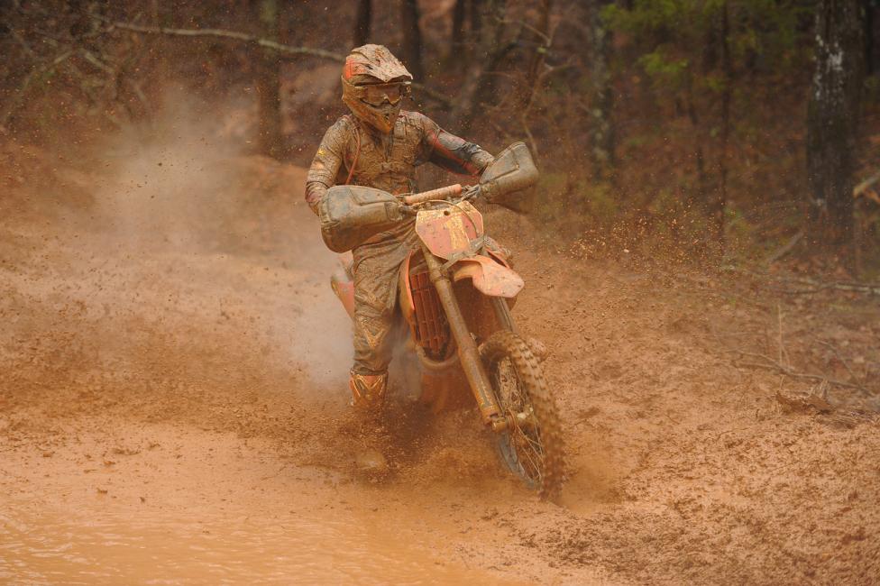 Yup, Russell was actually pumped when he saw these conditions. Then he rode through it for two hours and 17 minutes and was still pumped. Off-roaders are a different breed.