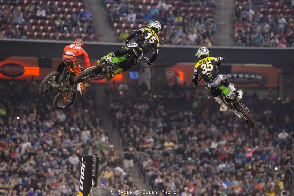 The Monster Energy Pro Circuit Kawasaki duo of Dean Wilson and Justin Hill were ready to challenge Anderson, but then Hill went down. Wilson made a few runs and then got within striking distance on the last lap. 