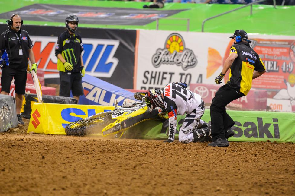 A crash in the first turn left Hill with work to do in Houston. 