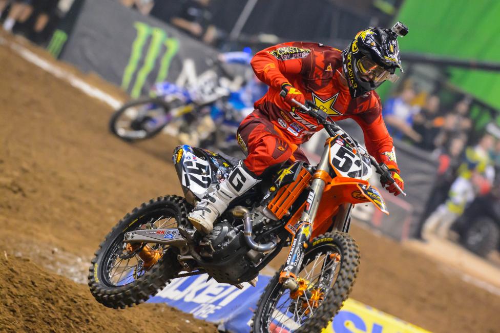 Cole Thompson suffered a torn ACL in Houston that will sideline him for the rest of Monster Energy Supercross.  