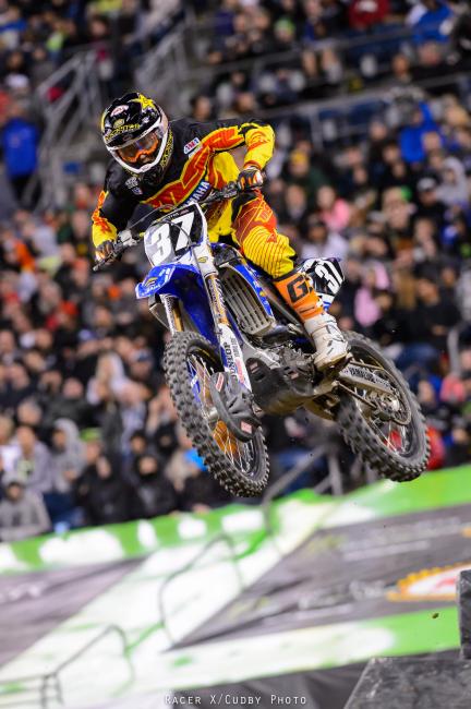 Cooper Webb was up there early in the 250s but a small crash dropped him back to seventh. 
