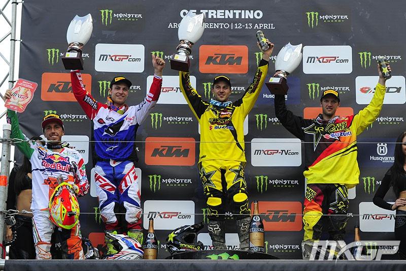 Van Horebeek (left) and Strijbos (right) would round out the MXGP podium. 