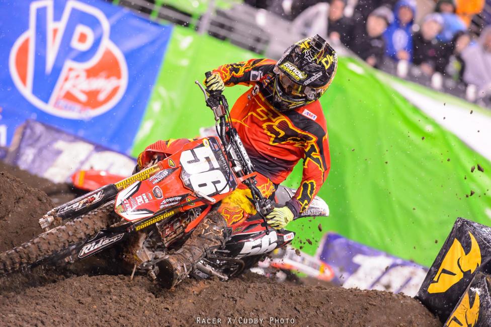 Why was the track wet? Because Jimmy Decotis won his heat and holeshot the main, so the fans blew the roof off of the place. If he had won, they would have burned the place down. And can you imagine if SX returned to Boston?