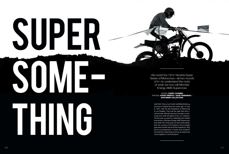 The opening spread to Super Something in the June issue of Racer X.