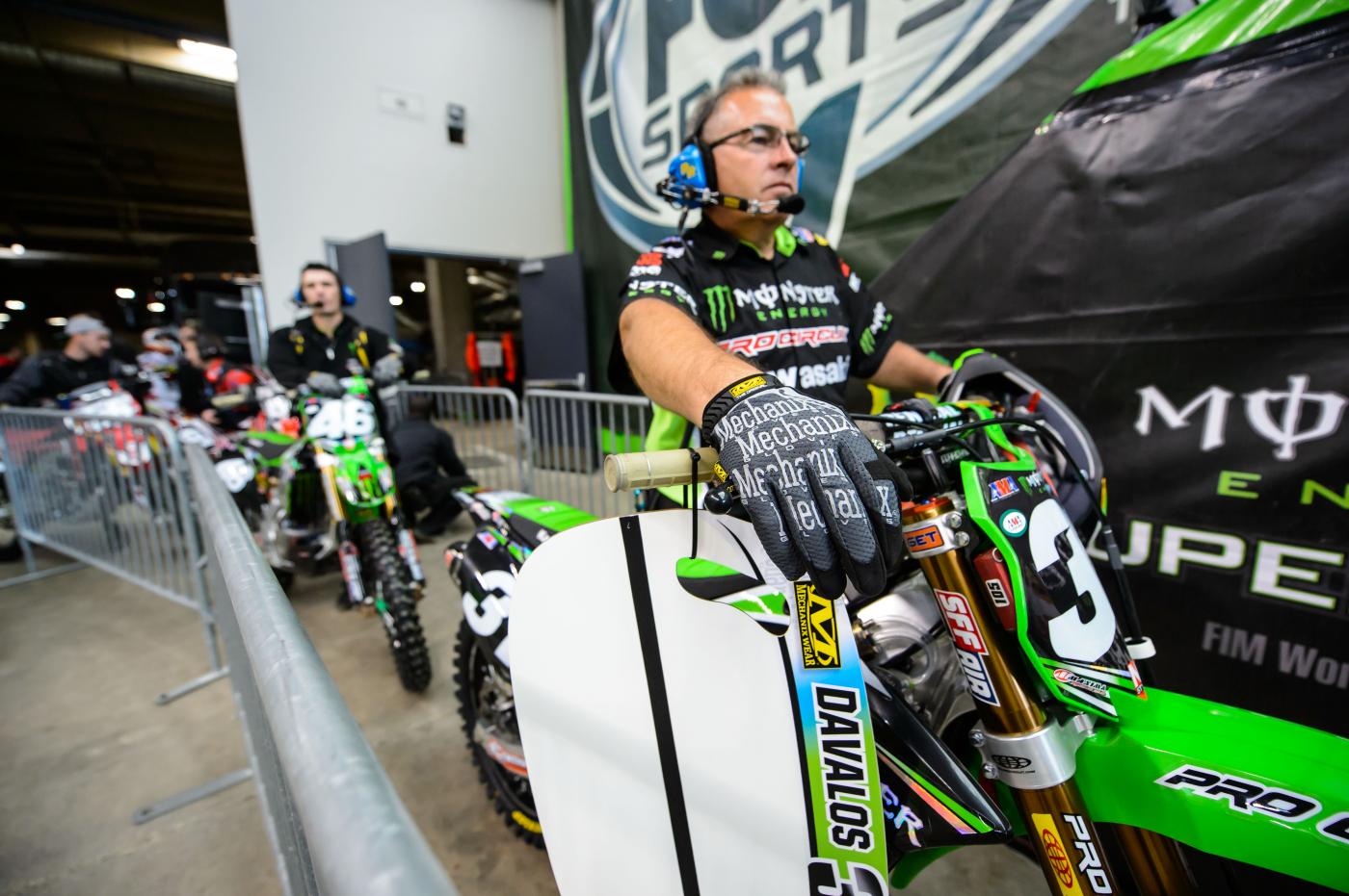 Dave Feeney readies Martin Davalos' ride.