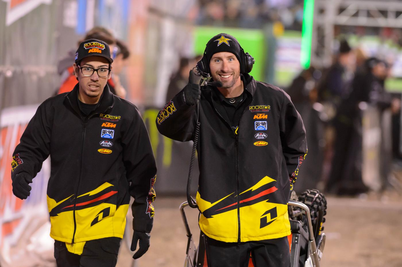 (left) Jedidiah Rodriguez, Davi Millsaps' practice mechanic and Cole Thompson's mechanic when he filled in for Joey Savatgy (right) Steve 