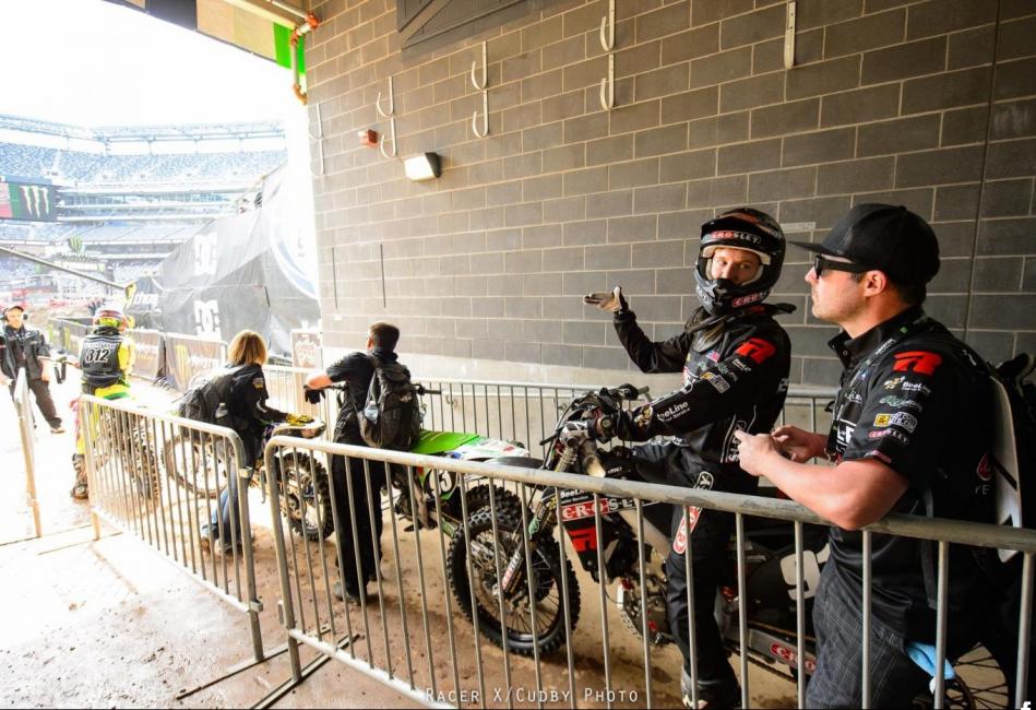 Jake and Brandon getting ready at MetLife Stadium.  