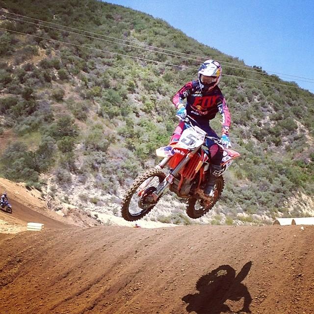 Ryan Dungey getting ready for the Lucas Oil Pro Motocross season opener at Glen Helen last week.  