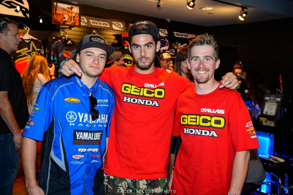 From left: 2014 SX Rookie of the Year Cooper Webb, 2014 250SX East Region Champion Justin Bogle and 2013 250SX East Region Champion Wil Hahn.  