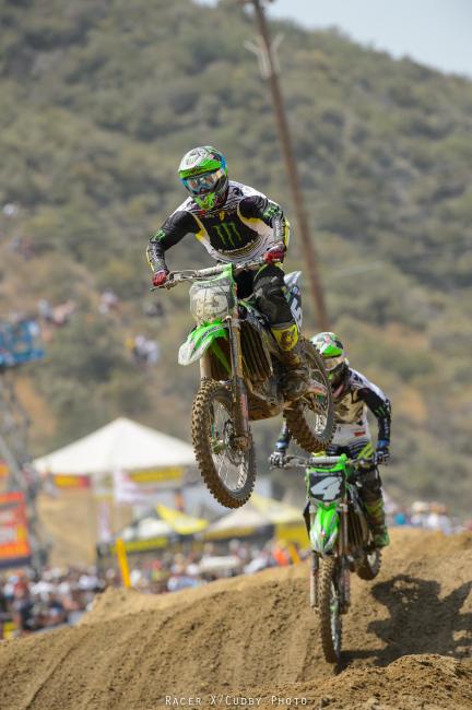 Dean Wilson and Blake Baggett were going at it like it was 2011, only they weren't battling for the win.Photo: Cudby