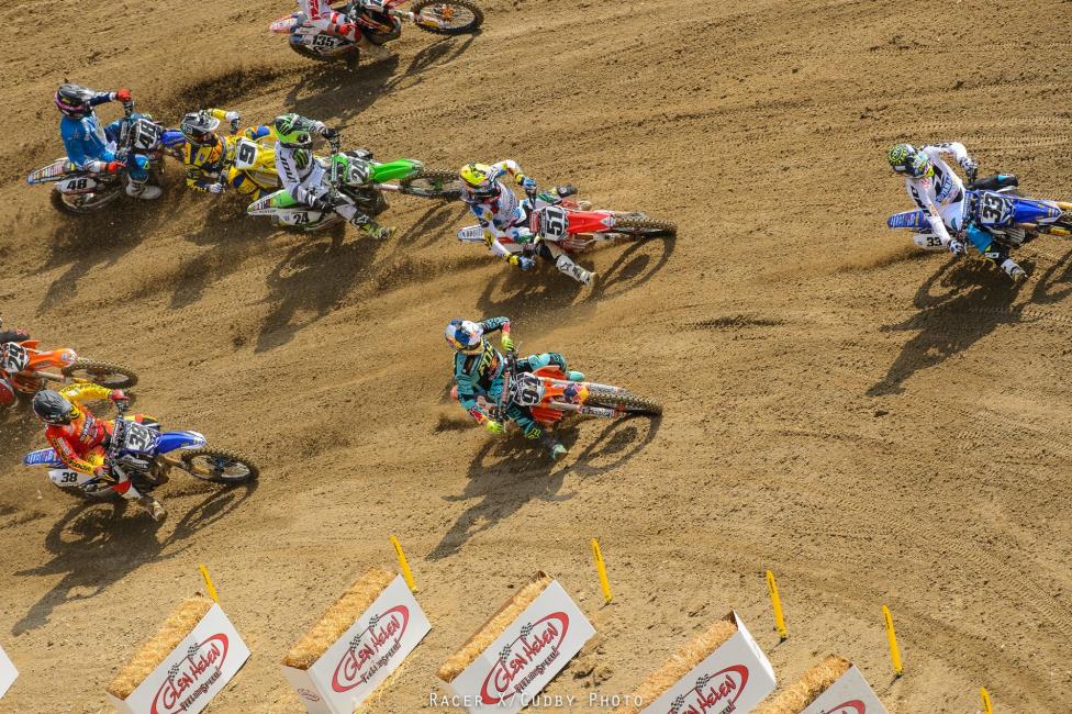Grant nailed the holeshot in the first 450 moto of the year.Photo: Cudby