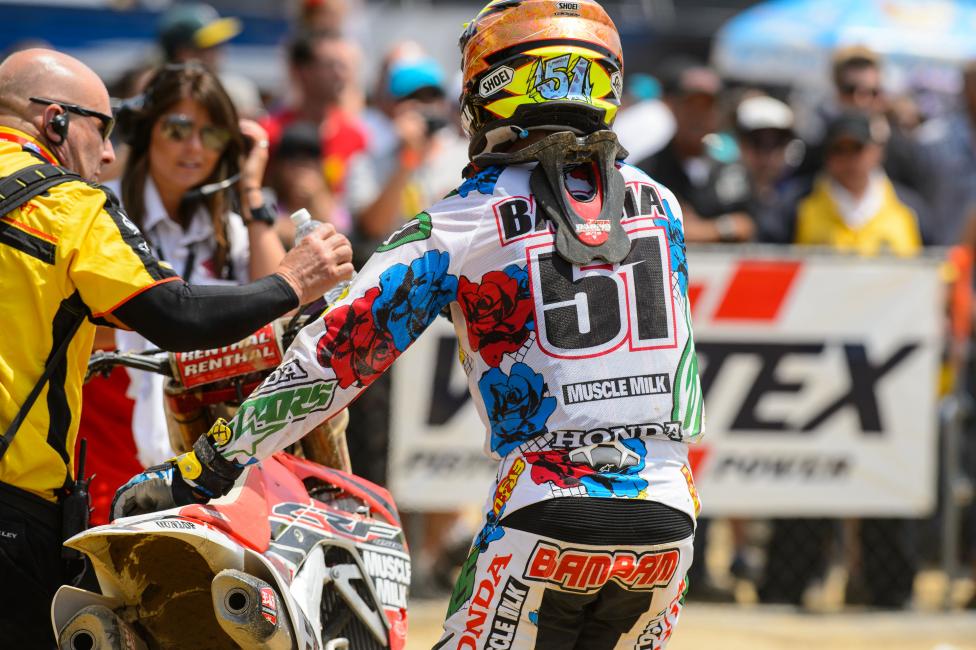 Barcia snapped a chain in the first moto. 